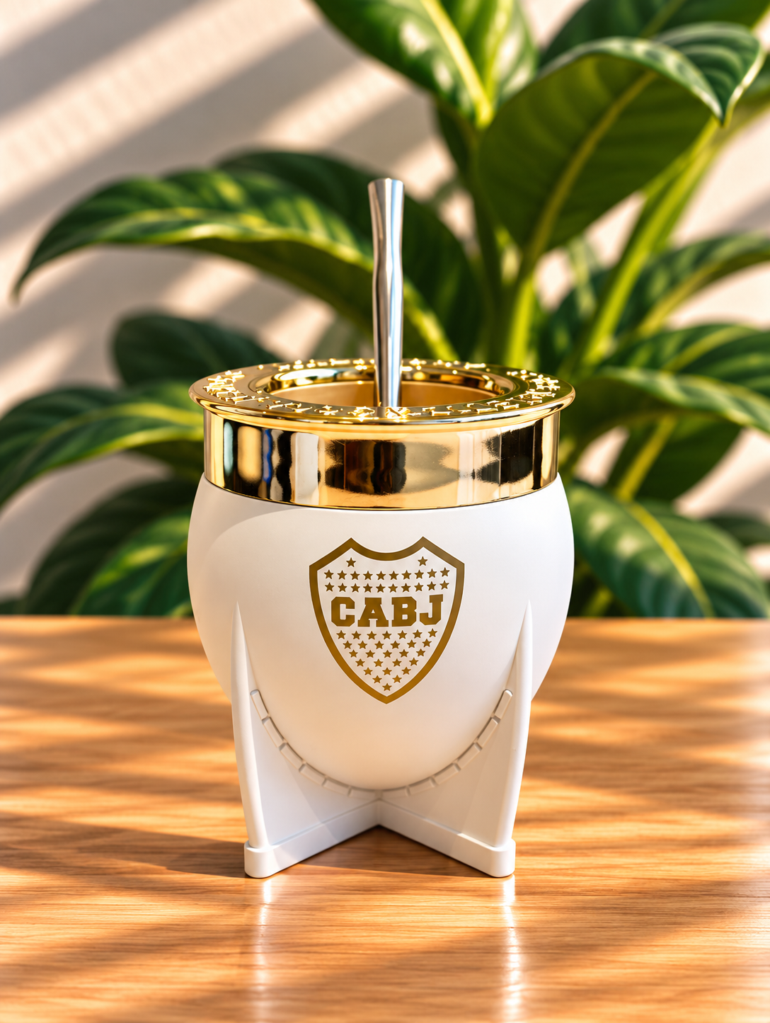 Imperial Boca blanco/plateado Mate Pampa (bombilla gratis)